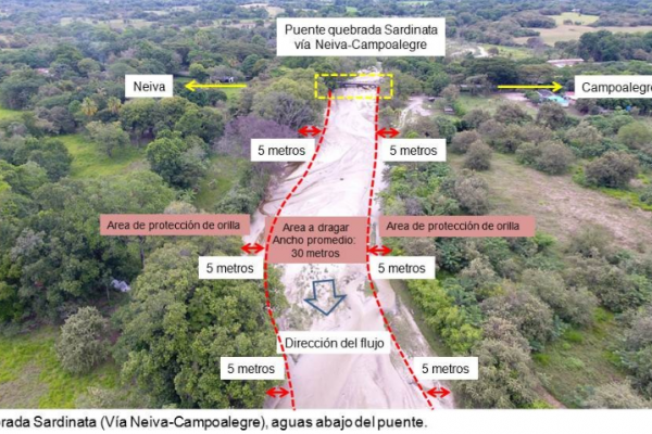 Un llamado Urgente para el dragado de la quebrada Sardinata sobre la vía Neiva-Campoalegre