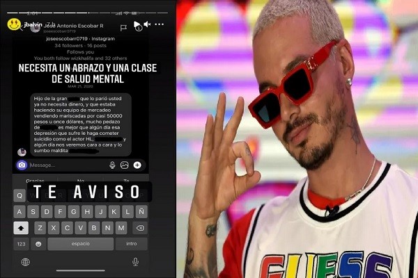 J Balvin exhibe a hombre que lo amenaza desde Medellín