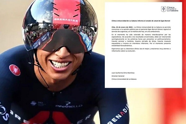 Se conoció parte médico de Egan Bernal, el accidente fue más grave