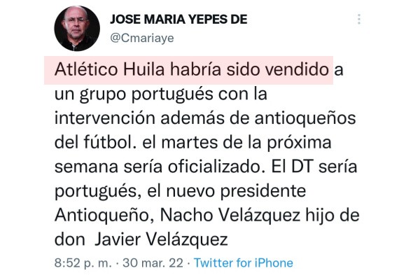 ¿Atlético Huila fue vendido?