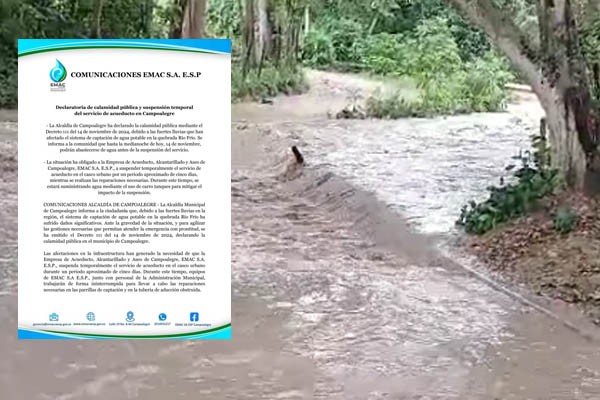 Declaran calamidad pública en Campoalegre por afectaciones en acueducto